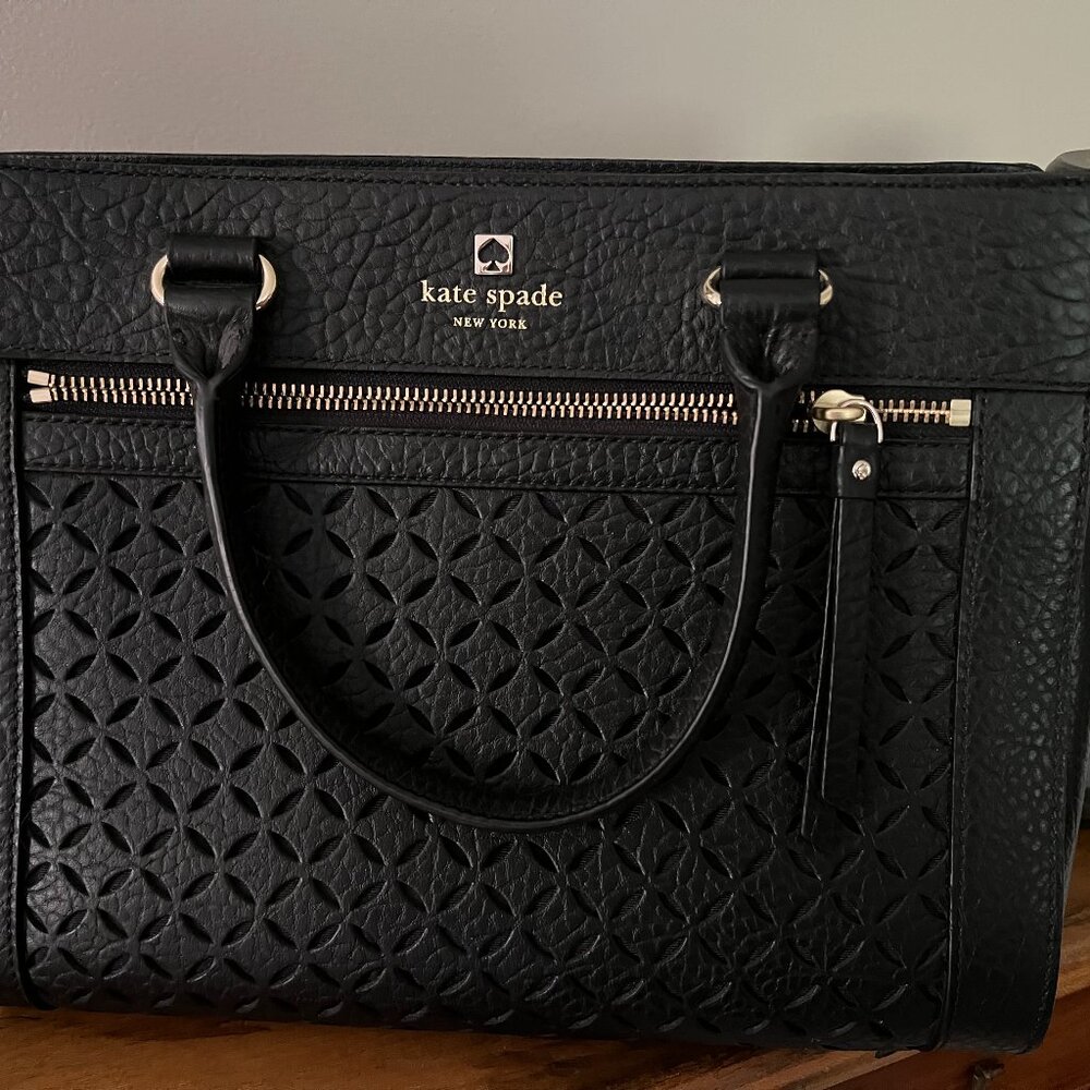 Kate Spade Black Purse w/ unique exterior design.